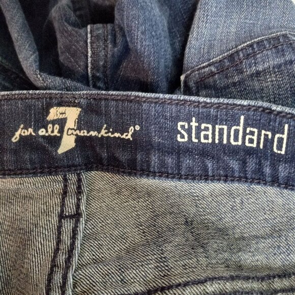 7 For All Mankind Size 31 Shorts Mens Denim Blue Jeans Cut Off Dark Wash - Picture 5 of 7